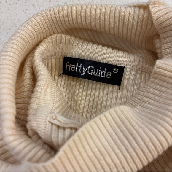 Elegant Cream Turtleneck Dress - Picture 7 of 8